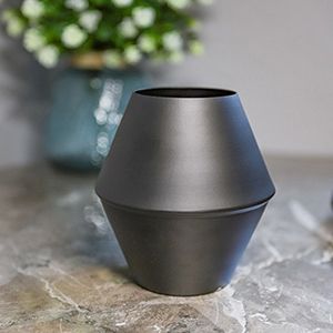 Декоративная ваза КАРБОНО РОМБ, металл, чёрная, 14 см
