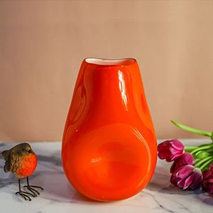 Стеклянная ваза АРАНЧОНЕ мандариновая, 23 см