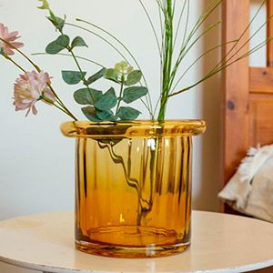Декоративная ваза ТАЦЦА, стекло, янтарная, 16 см