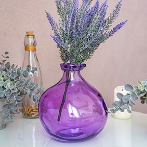 Декоративная ваза ПИНТО, стекло, сиреневая, 18 см