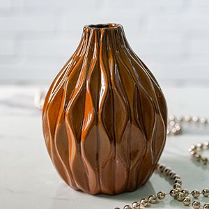 Фарфоровая ваза ВОСТОЧНЫЕ МОТИВЫ, светло-коричневая, 15 см