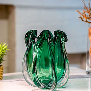 Стеклянная ваза АКВА ФЬОРИТТА, зелёная, 21 см