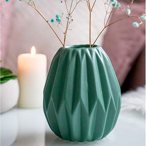 Керамическая ваза МИНЕРАЛЕ малая, зеленая, 14 см