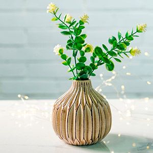 Керамическая ваза ЛОГОРАМЕНТО округлая, светло-коричневая, 12 см