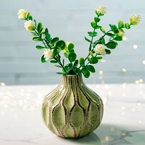 Керамическая ваза ЛОГОРАМЕНТО округлая, светло-салатовая, 12 см