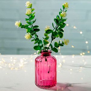 Стеклянная ваза-бутылка ЧАЙНАЯ РОЗА, розовая, 10 см