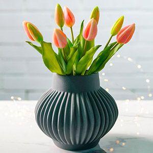 Керамическая ваза ЛАНТЕРНА, серая, 18 см