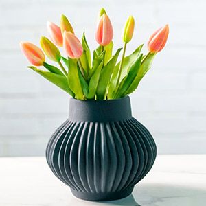 Керамическая ваза ЛАНТЕРНА, черная, 18 см