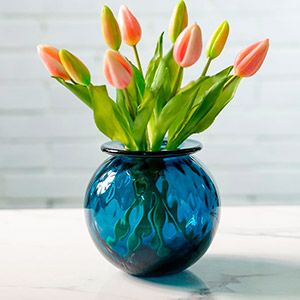 Стеклянная ваза ПАЛЛА ЭСТЕТИКО, голубая, 20 см