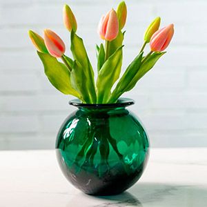 Стеклянная ваза ПАЛЛА ЭСТЕТИКО, зелёная, 20 см