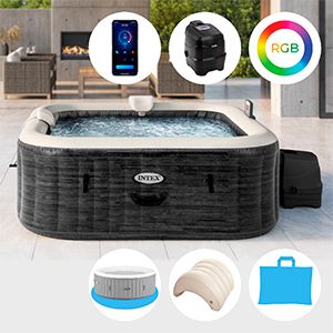 Надувное джакузи Intex PureSpa Bubble Therapy+Hard Water System Greystone Deluxe, 239х71 см