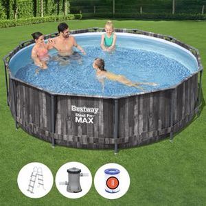 Бассейн каркасный Bestway Steel Pro Мах Greywood, 366 х 100 см + фильтр-насос + лестница