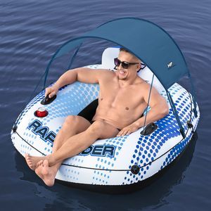 Надувной круг-кресло Rapid Rider с сетчатым дном и навесом, 123х123х51 см, BestWay