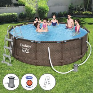 Бассейн каркасный Bestway Steel Pro Мах Rattan, 366 х 100 см + фильтр-насос + лестница