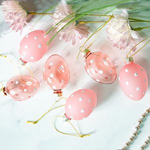 Подвесные украшения - яйца РОЗ-А-ПУА, стекло, 6 см, 6 шт.