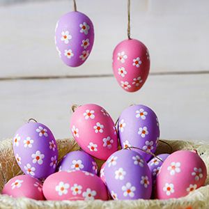 Пасхальные украшения ЯИЧКИ-ЛИЛОВЫЕ КОНФЕТКИ, пластик, 6 см, 12 шт.