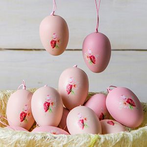 Пасхальные украшения ЯИЧКИ-РОЗОВЫЕ ЗЕФИРКИ Tenero Easter, пластик, 6 см, 12 шт.