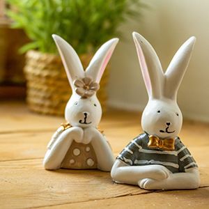 Декоративные фигурки МИСТЕР И МИССИС КРОЛЬ, полистоун, 8 см, 2 шт.