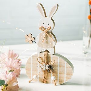Декоративная пасхальная фигурка ЗАЙКА МУСЯ, дерево, 20х12 см