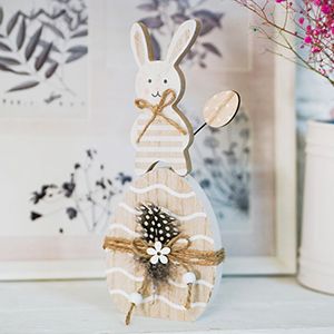 Декоративная пасхальная фигурка ЗАЙКА ЗОСЯ, дерево, 24х10 см
