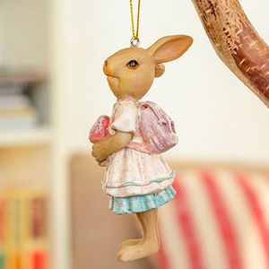 Подвесное украшение ЗАЮШКА С ГРИБОЧКОМ, полистоун, 10 см