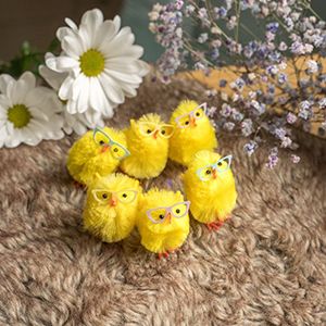Пасхальные украшения МАЛЫШИ ЦЫПЛЯТКИ - ЦВЕТНЫЕ ОЧКИ, 4 см (6 шт.)