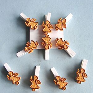 Декоративные прищепки ИМБИРНЫЕ АНГЕЛЫ, полистоун, 5 см, 6 шт.