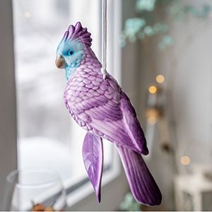 Подвесное украшение-колокольчик ПОПУГАЙ КОРЕЛЛА ФИОЛЕТОВЫЙ, керамика, 20 см