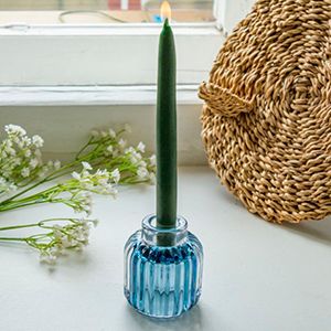 Двусторонний подсвечник ЛЕДЯНОЙ КОКТЕЙЛЬ: СИНИЙ, стекло, 8 см