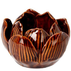 Керамический подсвечник НЕЖНАЯ КУВШИНКА, фарфор, коричневый, 9 см
