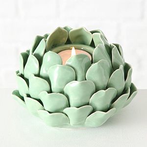 Керамический подсвечник ХРУПКАЯ КУВШИНКА, мятный, 14 см
