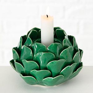 Керамический подсвечник ХРУПКАЯ КУВШИНКА, зеленый, 14 см