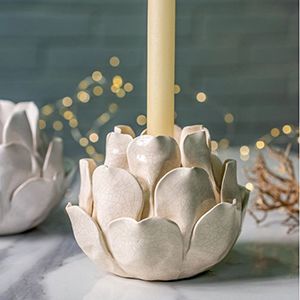 Керамический подсвечник ХРУПКАЯ КУВШИНКА, бежевый, 13 см