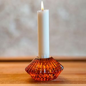 Двусторонний подсвечник БИПАРТИ, стекло, янтарный, 7 см