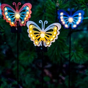 Набор садовых светильников Solar FAIRY BUTTERFLY на солнечной батарее, 11 тёплых белых микро LED-огней, 75 см, 3 шт.