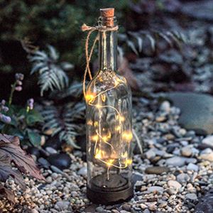 Садовый светильник на солнечной батарее Solar MAGIC BOTTLE, 10 тёплых белых микро LED-огней,  30х7.5 см