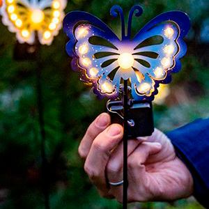 Садовый светильник Solar FAIRY BUTTERFLY на солнечной батарее, голубой, 11 тёплых белых микро LED-огней, 75 см
