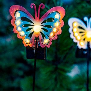 Садовый светильник Solar FAIRY BUTTERFLY на солнечной батарее, розовый, 11 тёплых белых микро LED-огней, 75 см