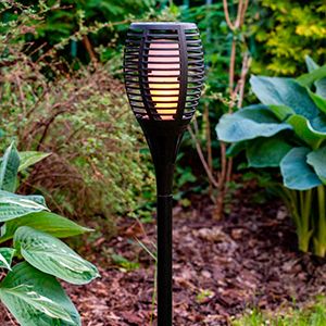 Садовый фонарь на солнечной батарее Solar КАНТО, 12 желтых мини LED-огней, чёрный, 78 см
