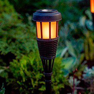 Садовый фонарь на солнечной батарее Solar НИИГАТА, 12 желтых мини LED-огней, чёрный, 51 см