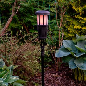 Садовый фонарь на солнечной батарее Solar НИИГАТА, 12 желтых мини LED-огней, чёрный, 95 см