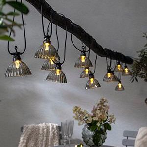 Гирлянда из лампочек РОМАНТИКА ЛОФТА, 12 тёплых белых LED-огней, 4.95+5 м, чёрный провод, уличная, Стар Трейдинг (Star Trading)