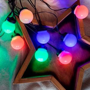 Ретро гирлянда ПАСТЕЛЬНЫЕ ШАРЫ, 40 LED-огней, 19.5+3 м, черный провод, уличная, Кэминг (Kaemingk)