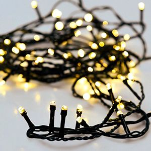 Садовая гирлянда Solar НИТЬ на солнечной батарее, 50 теплых белых LED-огней, 5+2 м, чёрный провод, уличная