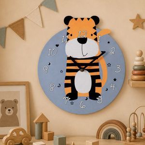 Детские настенные часы ВЕСЁЛЫЙ ЗООПАРК: ТИГРЁНОК, МДФ, 28 см, Купман Интернешнл (Koopman International)