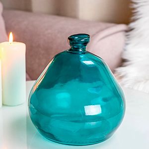 Ваза-бутыль АНИВЭН, стекло, бирюзовая, 19 см