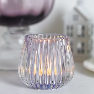 Стеклянный подсвечник под чайную свечу АЛФЕО, лавандовый, 8 см