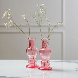 Стеклянные подсвечники-вазы ДЖЕРРИАН, розовые, 11 см, 2 шт.