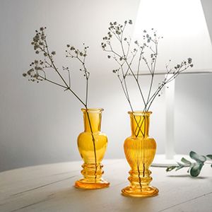 Стеклянные подсвечники-вазы ДЖЕРРИАН, охровые, 11 см, 2 шт.