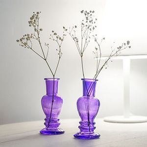 Стеклянные подсвечники-вазы ДЖЕРРИАН, фиалковые, 11 см, 2 шт.